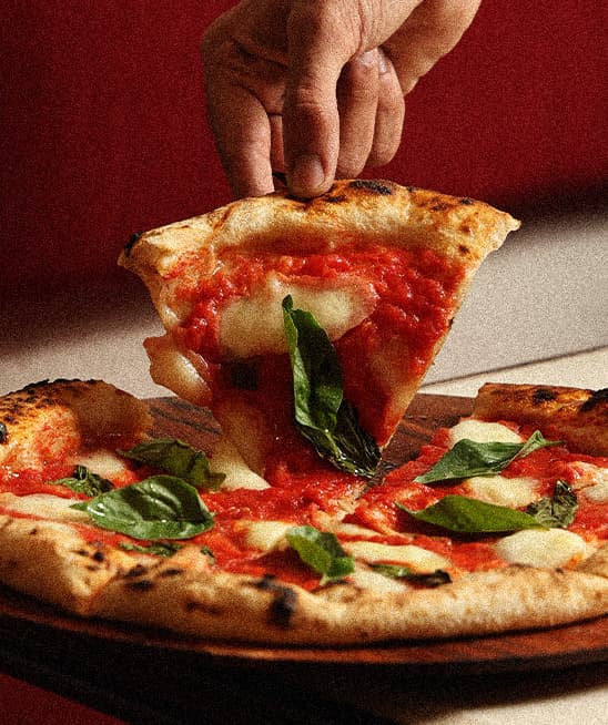 A freshly baked Neapolitan pizza